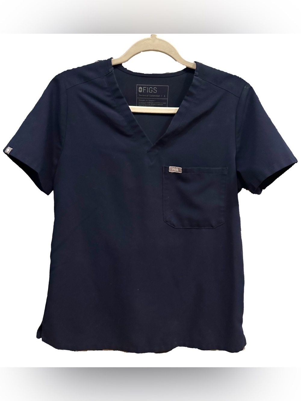 Figs Navy V-Neck Medical Scrub Top